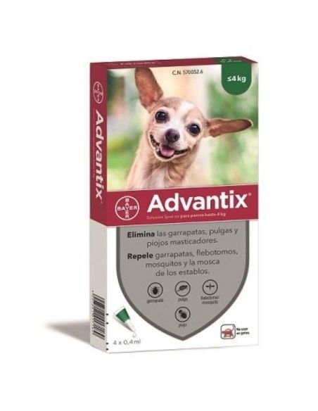 Pipetas antiparasitarias ADVANTIX para perros de 1-4 kg, 4 uds